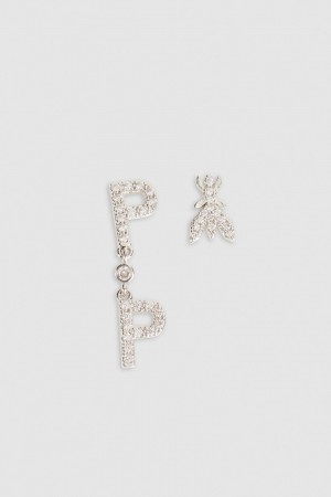 Patrizia Pepe Brass And Glass Earrings Srebrne | 5247QZNLY