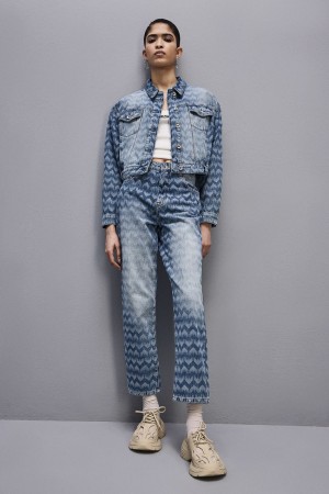 Patrizia Pepe Denim Cigarette Pants Niebieskie | 4712AQZJP