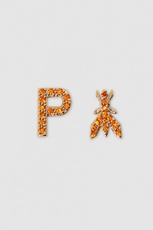 Patrizia Pepe Earrings With Rhinestones Pomarańczowe | 1460YODAV