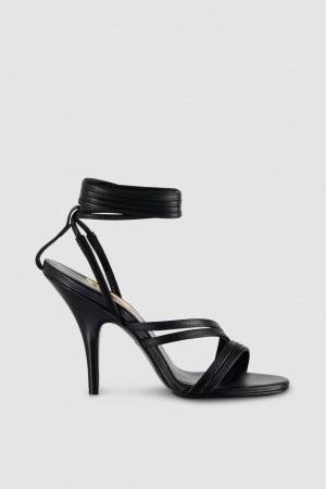 Patrizia Pepe Elegant Heeled Sandals Czarne | 5043GKEMH