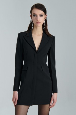 Patrizia Pepe Essential Crepe Dress Jacket Czarne | 1784DSEWO