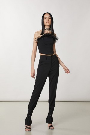 Patrizia Pepe Essential Crepe Pants Czarne | 2036EJVUQ