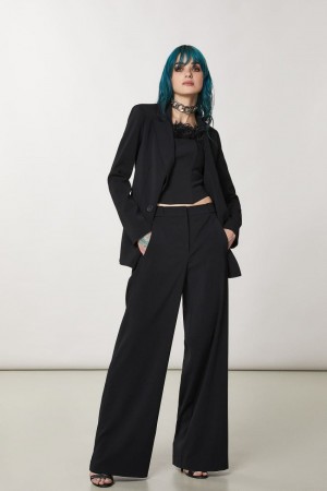 Patrizia Pepe Essential Palazzo Pants Czarne | 8310YOITC