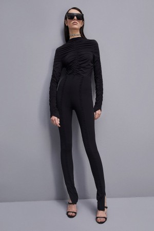 Patrizia Pepe Essential Technical Jersey Leggings Czarne | 2136SERFX