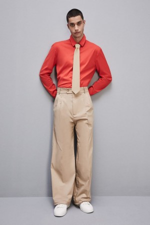 Patrizia Pepe Fitted Shirt Without Pleats In Viscose Twill Czerwone | 3785MBCHL