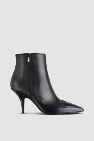 Patrizia Pepe Heeled Leather Ankle Boots Czarne | 4537BCRSJ