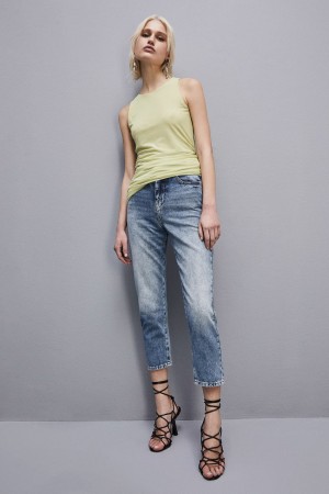 Patrizia Pepe High Waist Denim Pants Głęboka Niebieskie | 6150QIYTE