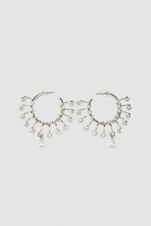 Patrizia Pepe Hoop Earrings With Rings Srebrne | 2506JKPQN