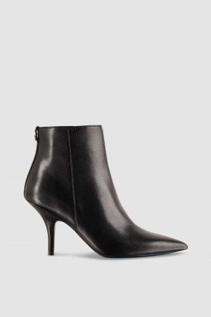 Patrizia Pepe Leather Ankle Boots Czarne | 8405AQGJM