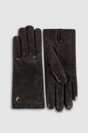 Patrizia Pepe Leather Gloves Czarne | 0723LICMP