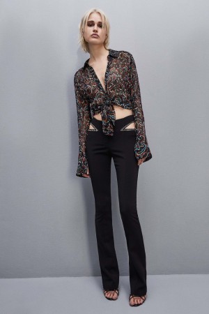 Patrizia Pepe Long-sleeved Printed Shirt Czarne | 2613QWHXC