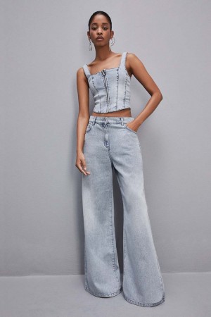 Patrizia Pepe Low Rise Oversized Denim Jeans Głęboka Niebieskie | 0574UJAFG