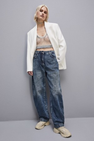 Patrizia Pepe Low Waist Balloon Denim Pants Głęboka Niebieskie | 9648MOPZT