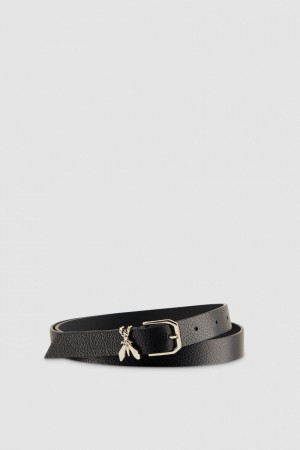 Patrizia Pepe Low-waist Hammered Leather Belt Czarne | 3956FLRJS