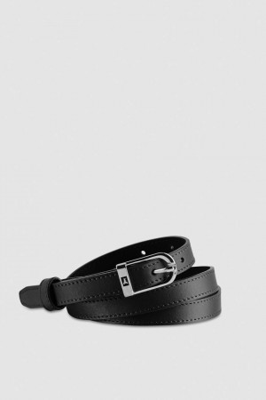 Patrizia Pepe Low-waist Smooth Leather Belt Czarne | 0526AHDPJ