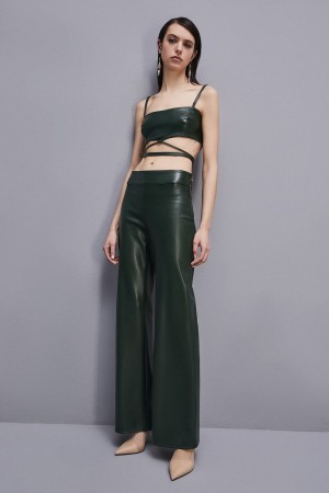 Patrizia Pepe Low-waisted Palazzo Fit Pants Zielone | 5023CZONX