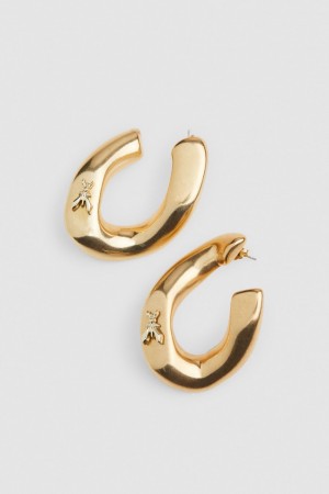 Patrizia Pepe Metal Earrings Złote | 8375WVAGR