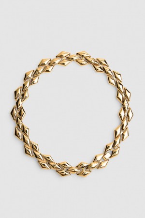 Patrizia Pepe New Chain Brass Necklace Złote | 2063EHROS