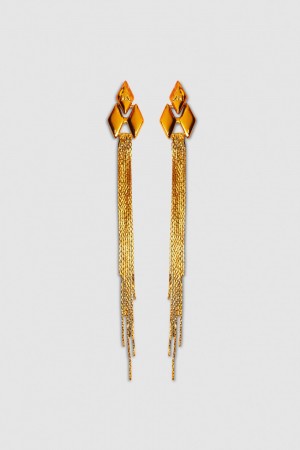 Patrizia Pepe Pendant Earrings With Micro Fly Links And Metal Fringing Pomarańczowe | 0219WCKTN