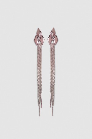 Patrizia Pepe Pendant Earrings With Micro Fly Links And Metal Fringing Różowe | 8279PZMBH