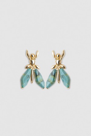 Patrizia Pepe Precious Fly Earrings With Stones Zielone | 9162ZXBJK