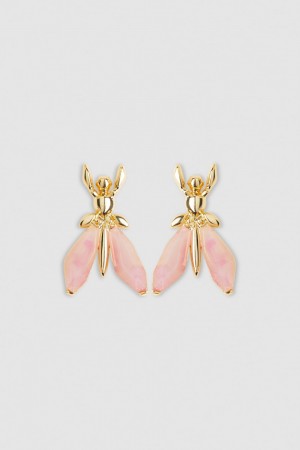 Patrizia Pepe Precious Fly Earrings With Stones Różowe | 3950LJEXV