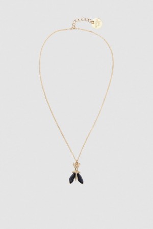 Patrizia Pepe Precious Fly Mini Necklace Czarne | 6802NOERF