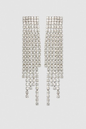 Patrizia Pepe Rhinestone Earrings Srebrne | 9852TPDYH