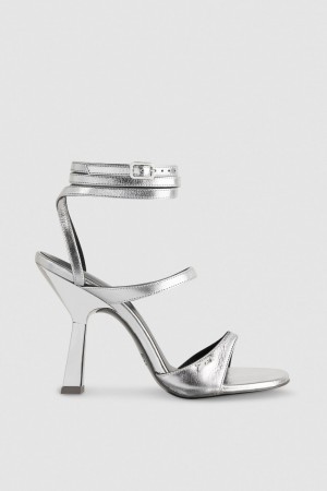 Patrizia Pepe Sandals With Heel And Ankle Strap Srebrne | 8194COYQP