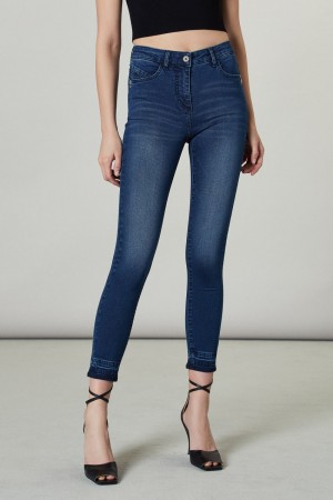 Patrizia Pepe Skinny Jeans Regular Waist Niebieskie | 8629HIBLA