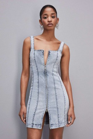 Patrizia Pepe Sleeveless Denim Mini Dress Głęboka Niebieskie | 7216XSPYW