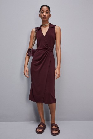 Patrizia Pepe Sleeveless Midi Jersey Dress Fioletowe | 5140XGIHB