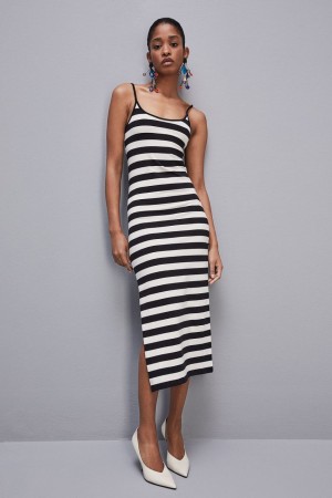 Patrizia Pepe Slim Jersey Dress With Cotton Straps Białe | 9258QVRUW