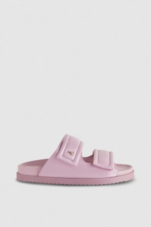 Patrizia Pepe Slippers With Logo And Leather Lining Fioletowe | 9342ZVBCS