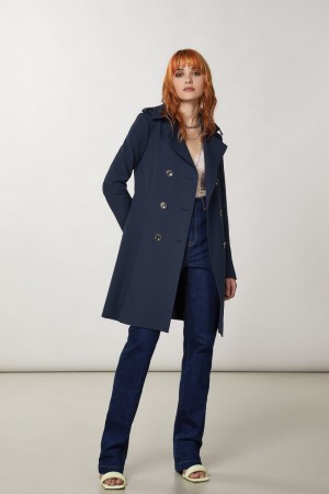 Patrizia Pepe Trench Niebieskie | 3587VQKHU