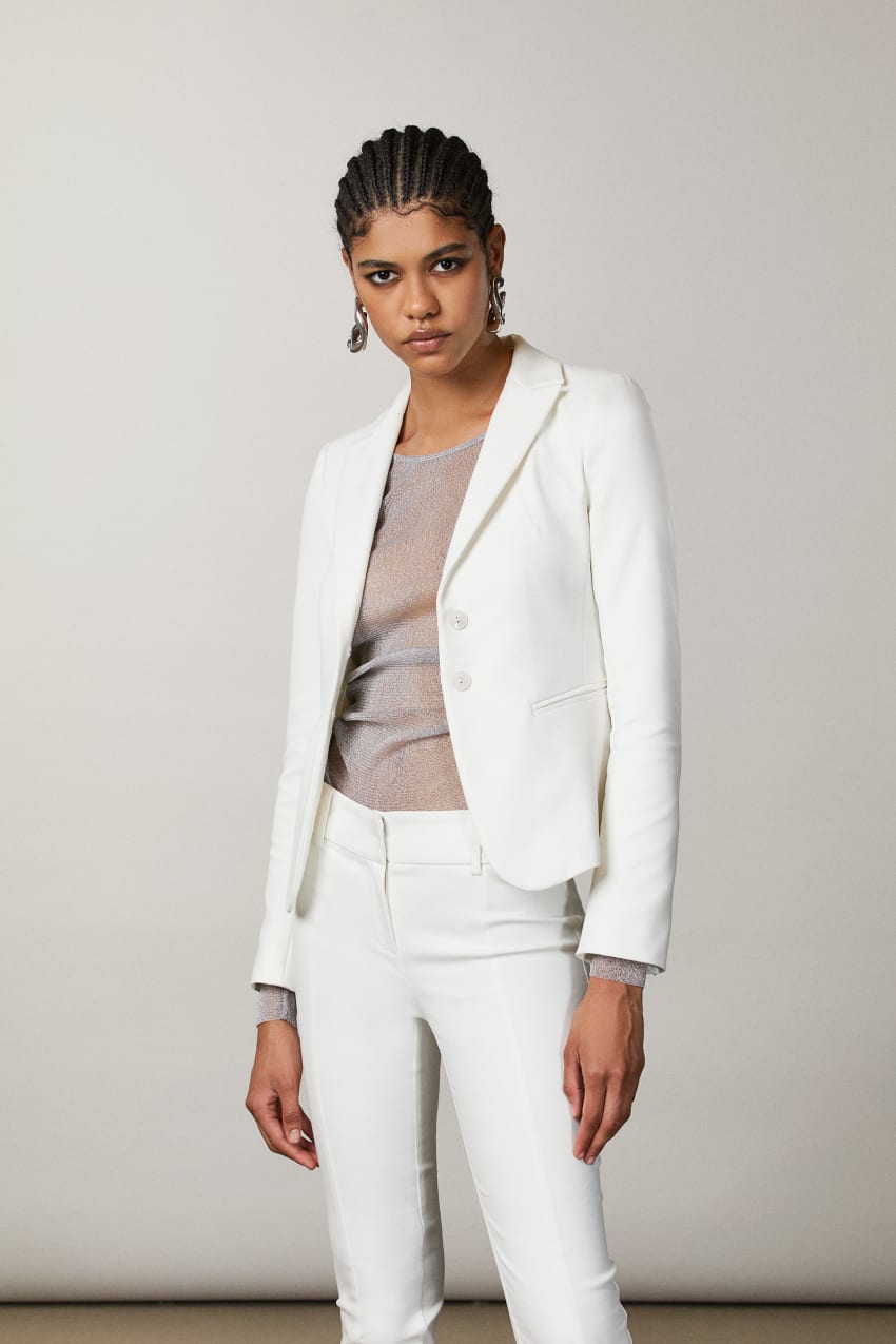 Patrizia Pepe 2-button Slim Jacket Białe | 8356EGORY