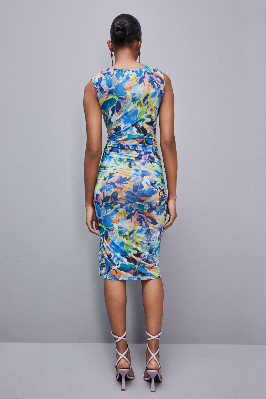 Patrizia Pepe Arty Splash Print Dress In Recycled Polyester Kolorowe | 8359OULVX