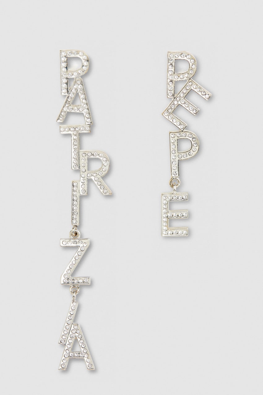 Patrizia Pepe Brass And Crystal Earrings Srebrne | 4508ZVIOS