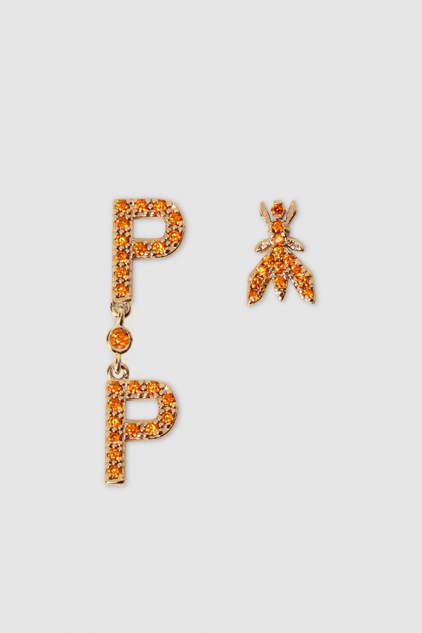 Patrizia Pepe Brass And Glass Earrings Pomarańczowe | 7290RJCZO