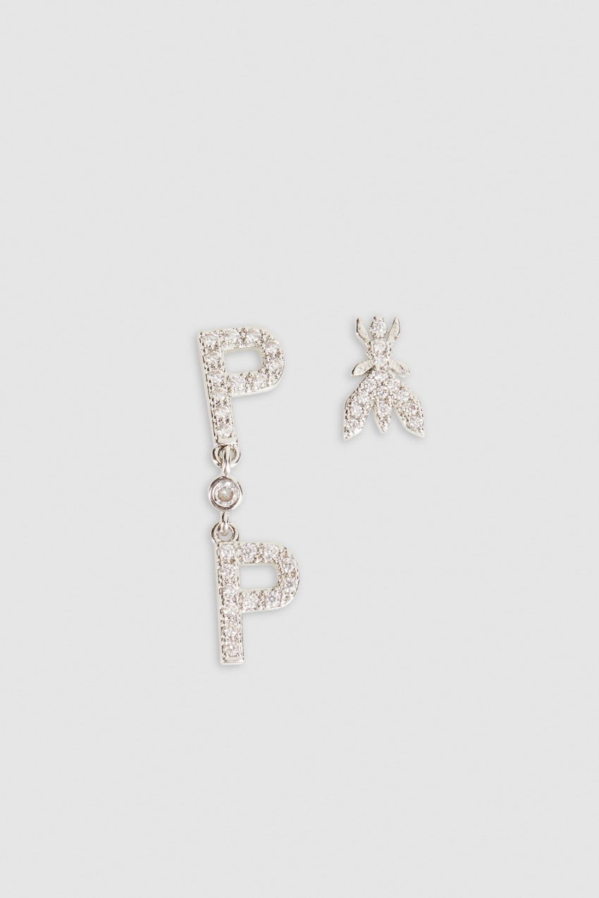 Patrizia Pepe Brass And Glass Earrings Srebrne | 5247QZNLY