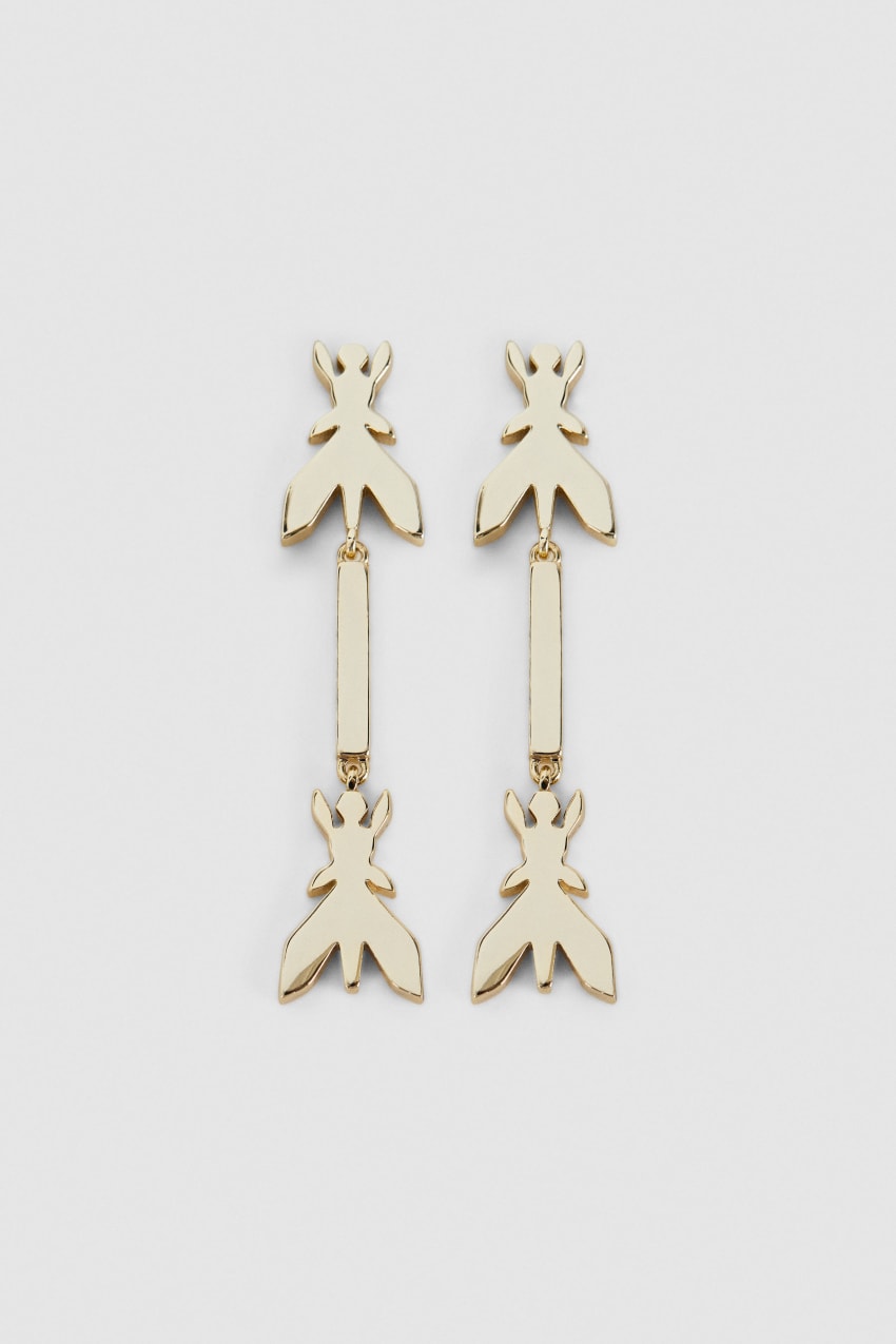 Patrizia Pepe Brass Drop Earrings Złote | 1459GLRVK