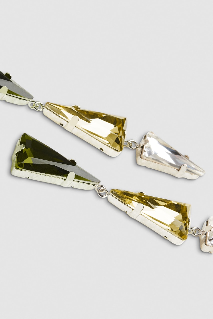 Patrizia Pepe Brass Earrings With Rhinestones Zielone | 8295XVHIS