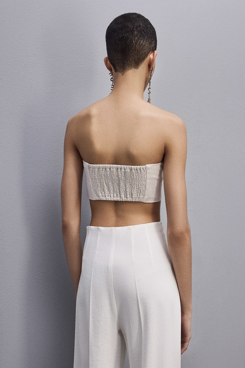 Patrizia Pepe Canvas And Lurex Bustier Białe | 2157TDFBX