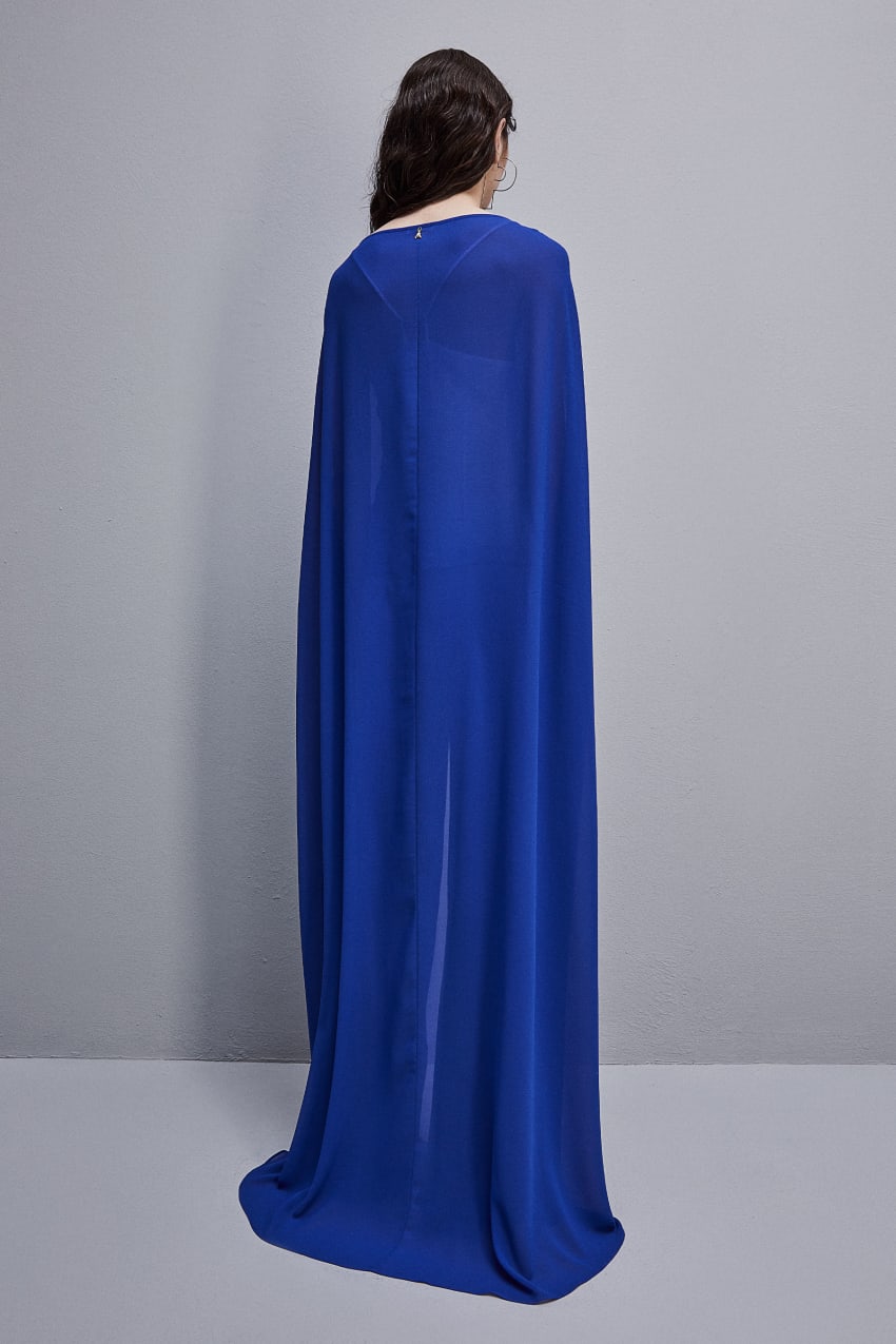 Patrizia Pepe Cape In Poly Georgette With Neckline On The Back Głęboka Niebieskie | 0394MRTDA