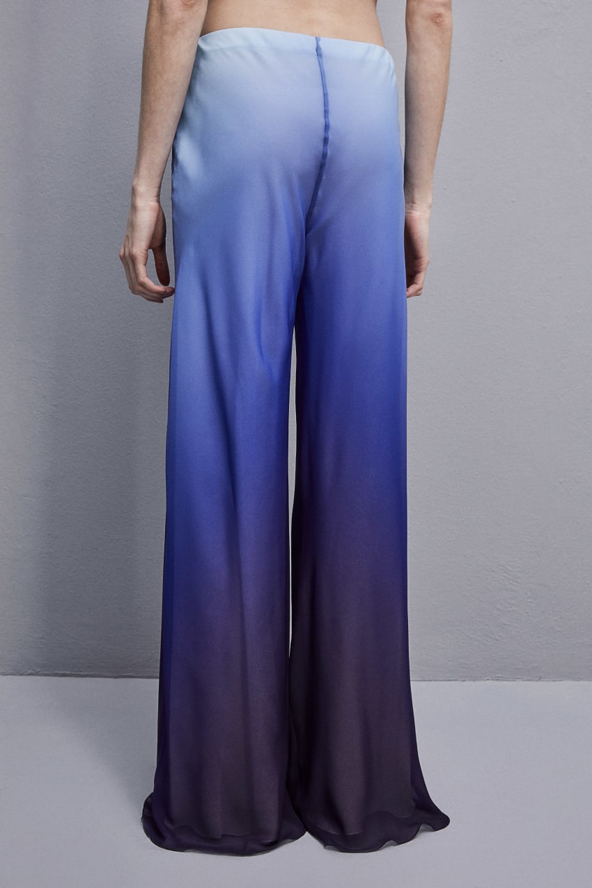 Patrizia Pepe Chiffon Pants With Degradè Print Głęboka Niebieskie | 9485INJLM