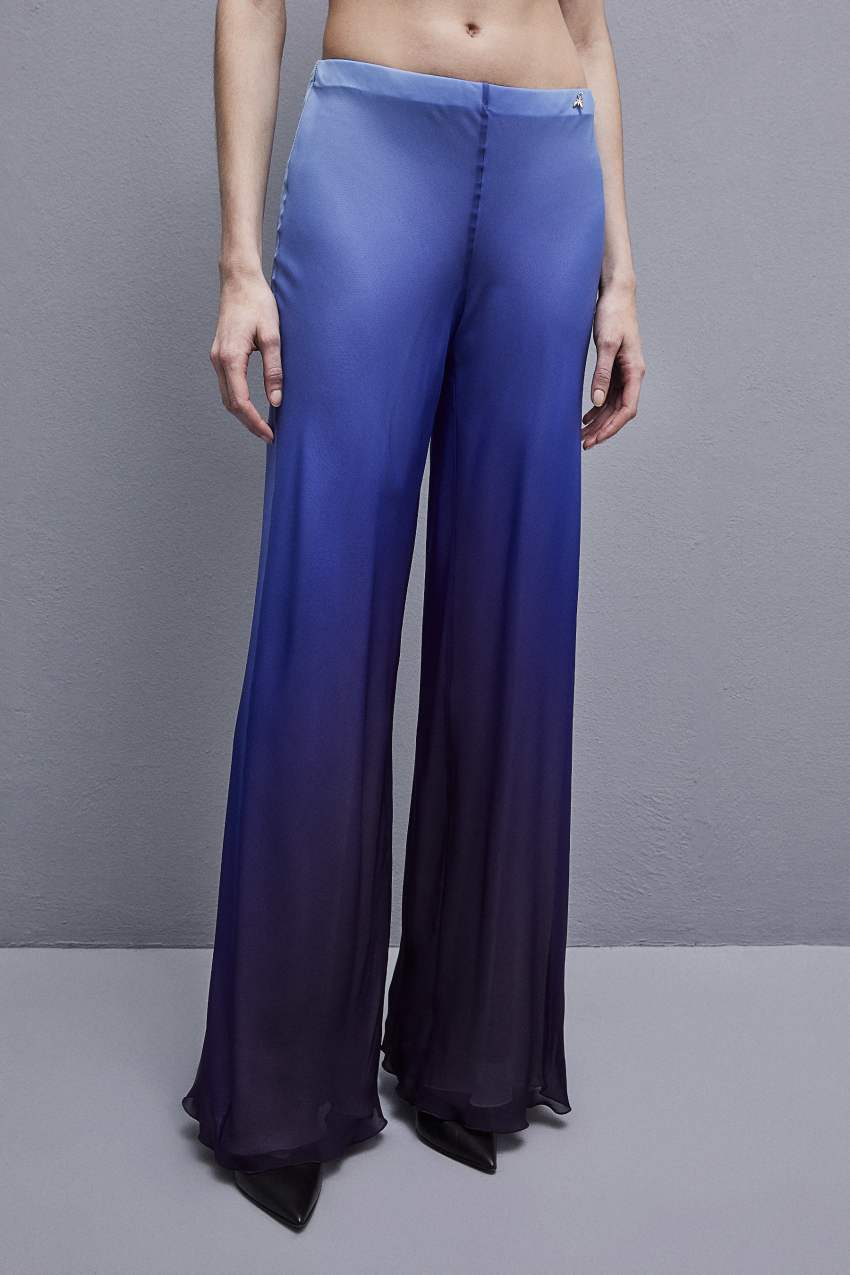 Patrizia Pepe Chiffon Pants With Degradè Print Głęboka Niebieskie | 9485INJLM