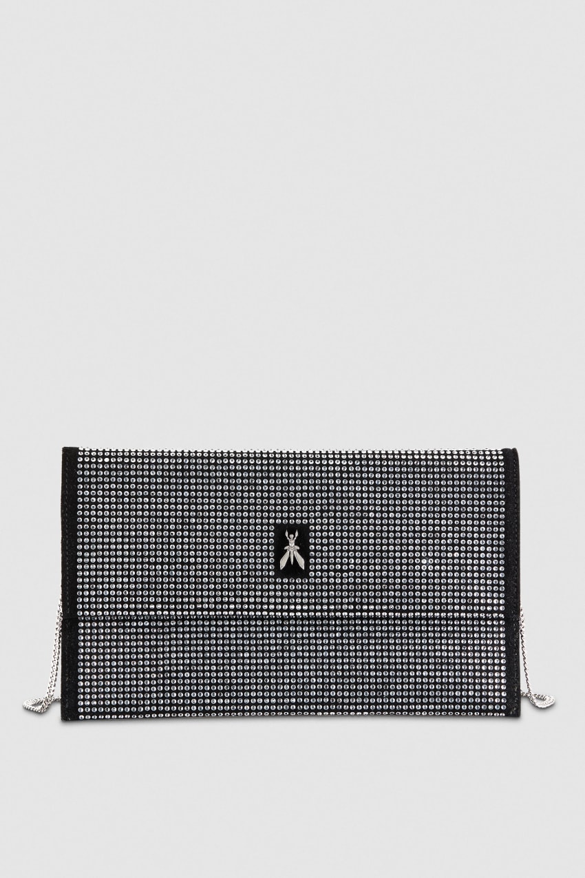 Patrizia Pepe Clutch Bag With Rhinestones And Shoulder Strap Czarne | 2845XUAPG