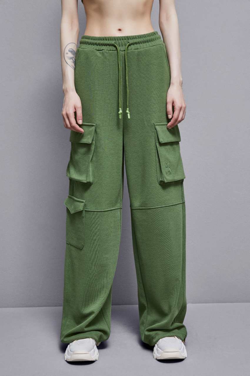 Patrizia Pepe Cotton Blend Fleece Cargo Pants Zielone | 2794WZCHX