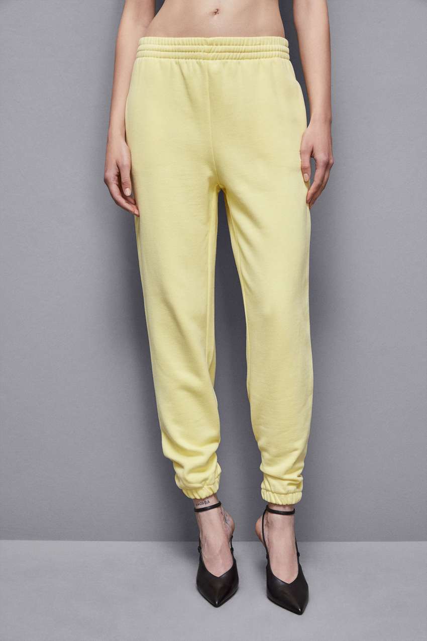 Patrizia Pepe Cotton Fleece Jogger Pants Żółte | 0268GLEUJ