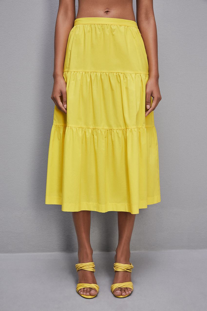 Patrizia Pepe Cotton Poplin Midi Skirt Żółte | 2761MLAXT